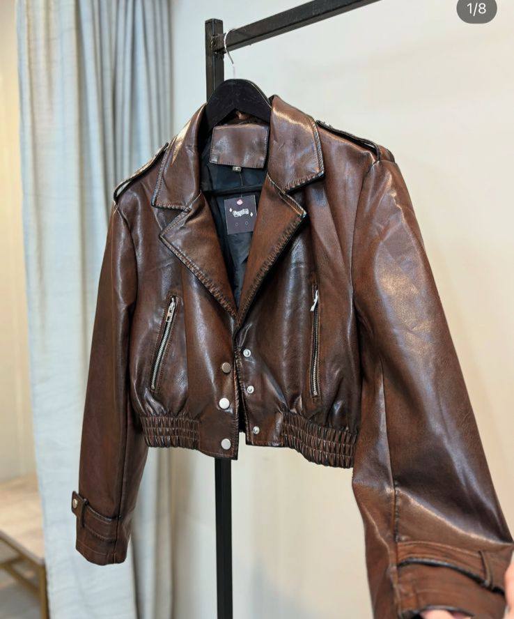 Zahra-Brown Leather Jacket